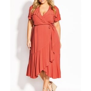 City Chic Fiesta Fun Maxi Dress Rust